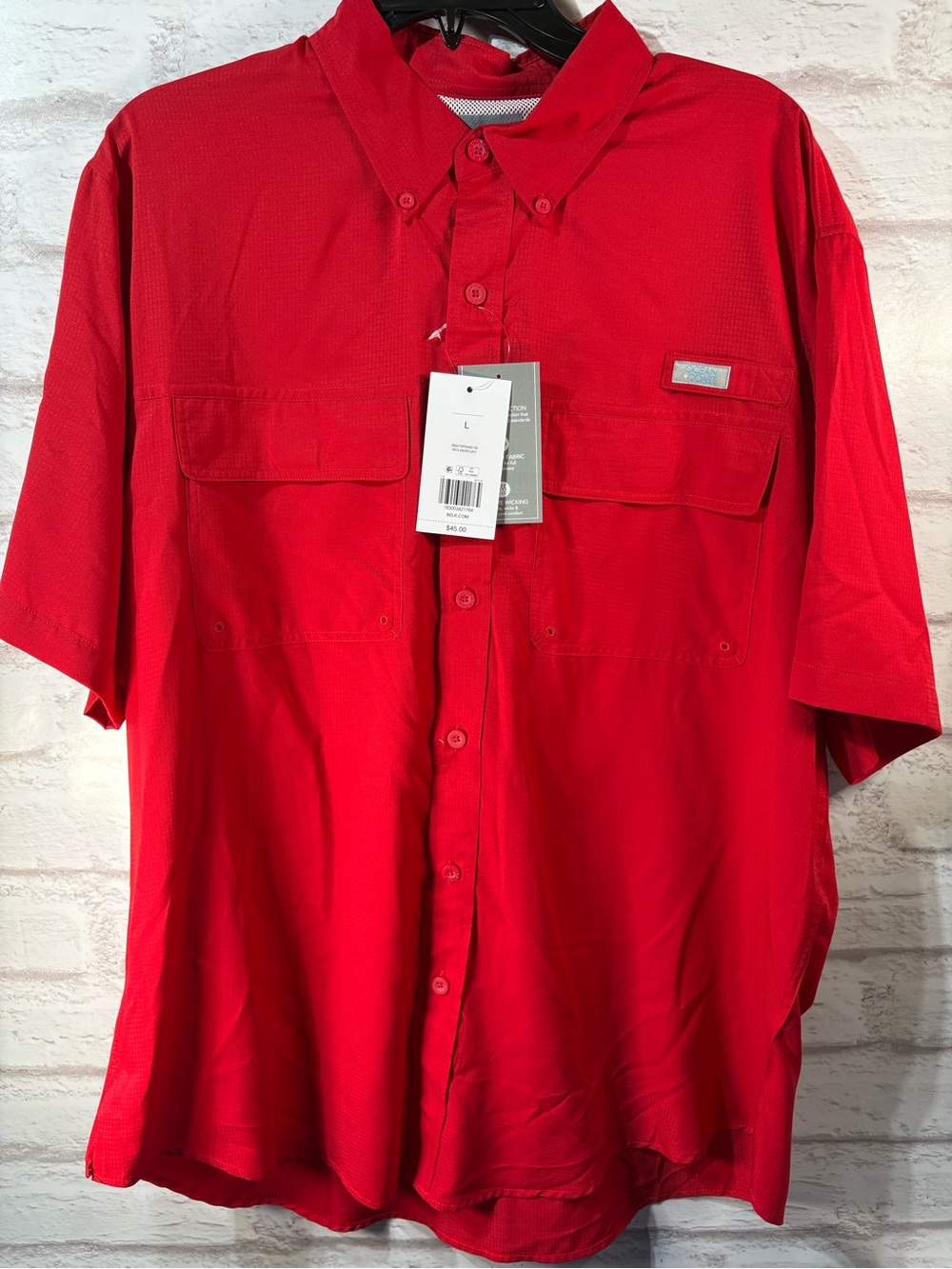 Men's Short-Sleeve Casual Button-Down Shirt in Red